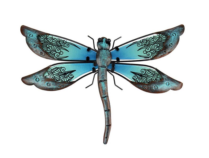 LIFFY Metal Dragonfly Wall Decor - Outdoor Garden Art for Patio, Living Room, Bedroom - Dragonfly Gifts (14inch, Metal & Glass) - Image 1